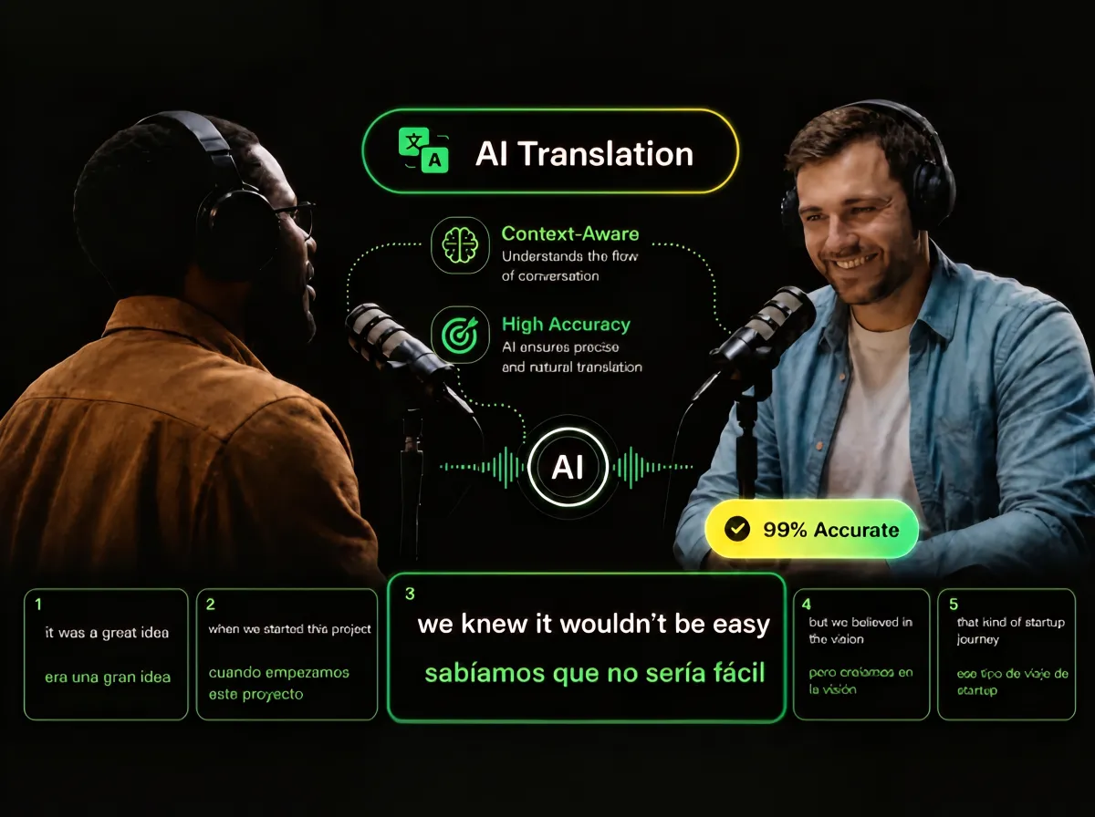 Accurate and natural video translation powered by advanced AI context analysis.